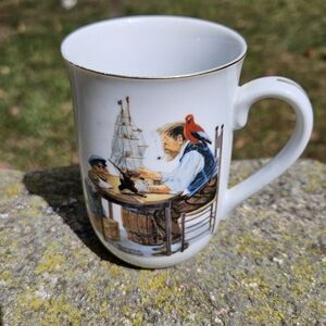 Vintage 1982 Norman Rockwell "For a Good Boy" Coffee Cup with Gold Rim